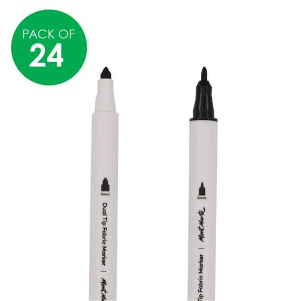 Mont Marte Dual Tip Fabric Markers - Pack of 24 - Senior Style