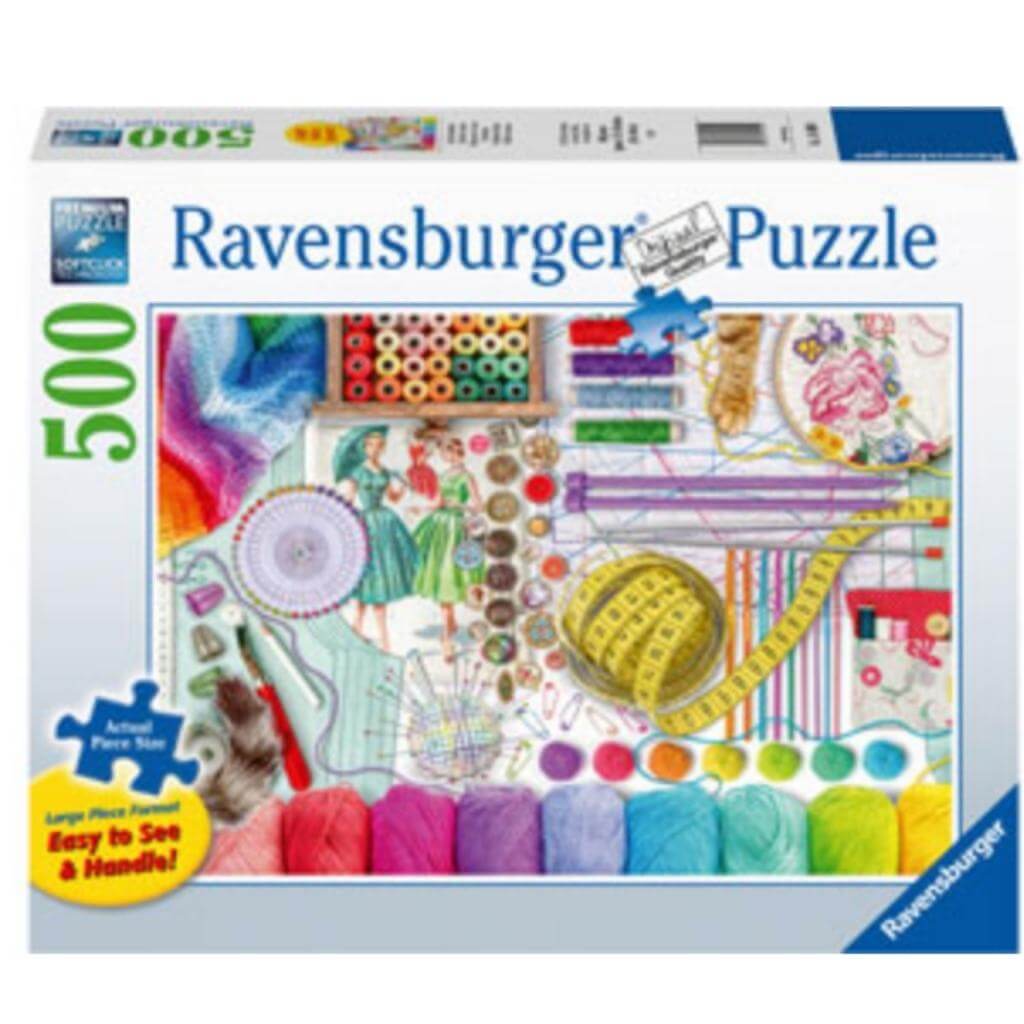 Needlework Station - 500 Large Piece Jigsaw Puzzle - Senior Style