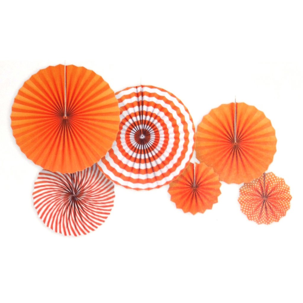 Orange Decoration Fans Stripe 6 Pieces - Senior Style