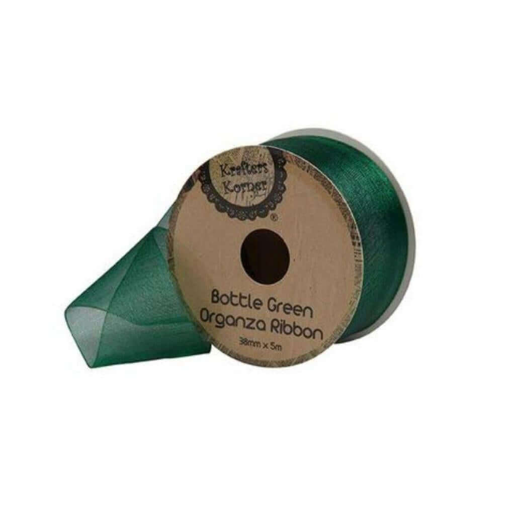 Organza Bottle Green Ribbon 38mm x 5m - Senior Style