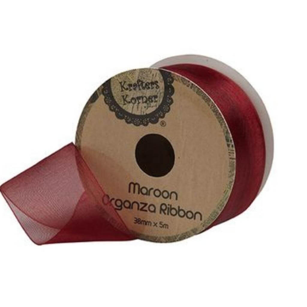 Organza Maroon Ribbon 38mm x 5m - Senior Style