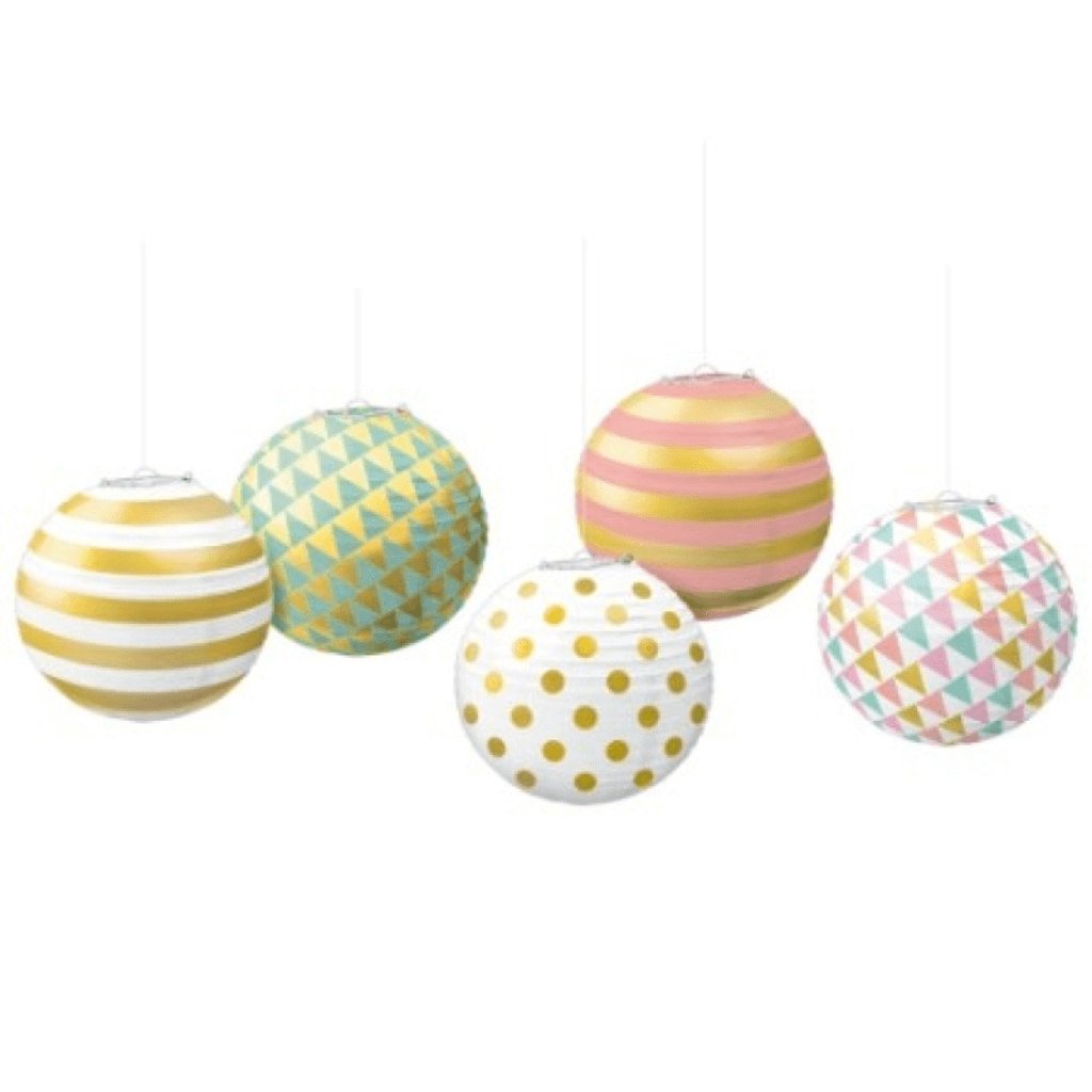 Pastel Mini Paper Lanterns with Metal Frames - Foil Hot Stamped - Senior Style