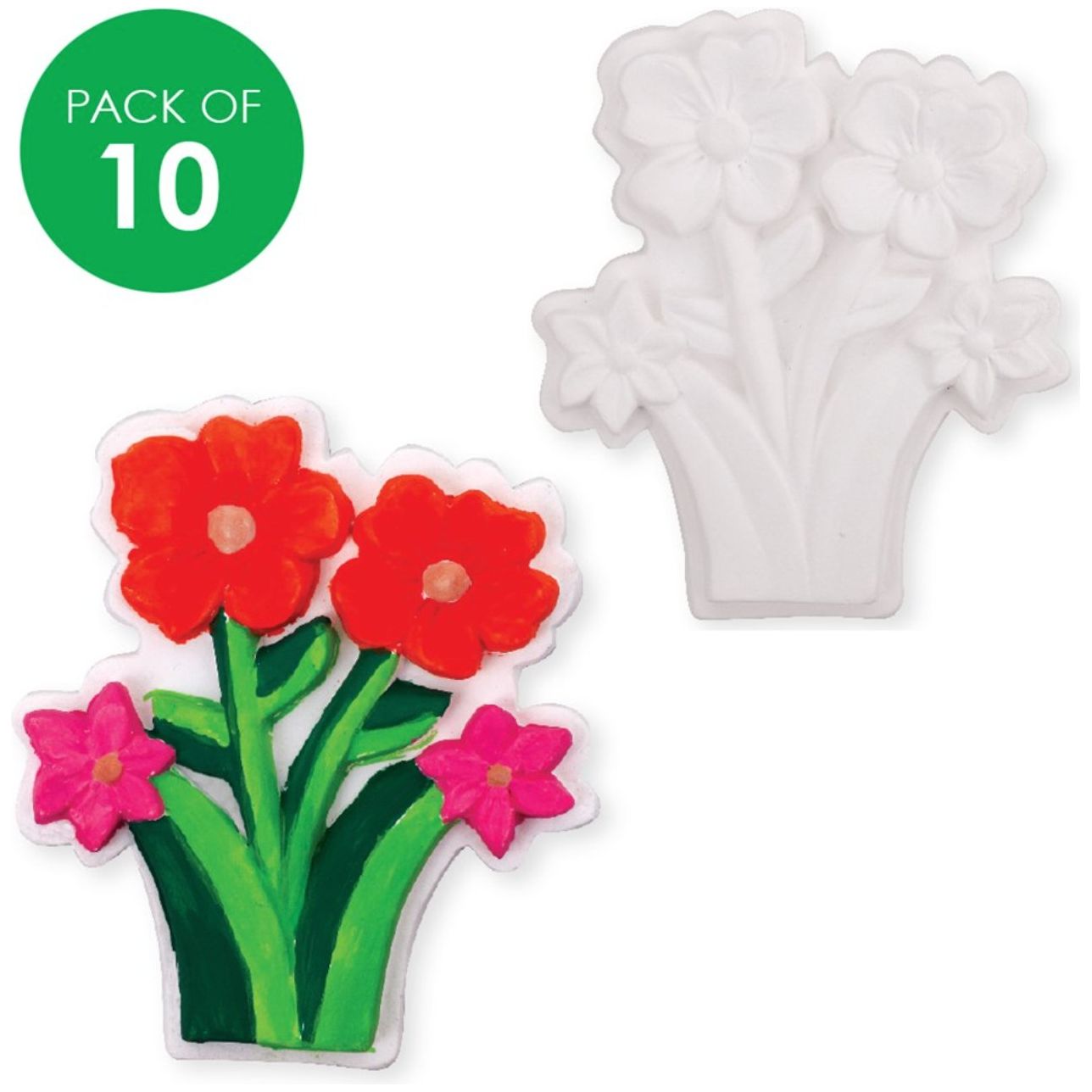 Plaster Flower Magnets - Pack of 10 - Senior Style