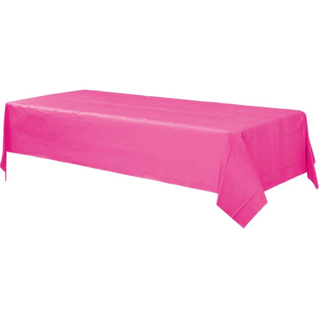 Plastic Rectangular Tablecover Bright Pink - Senior Style