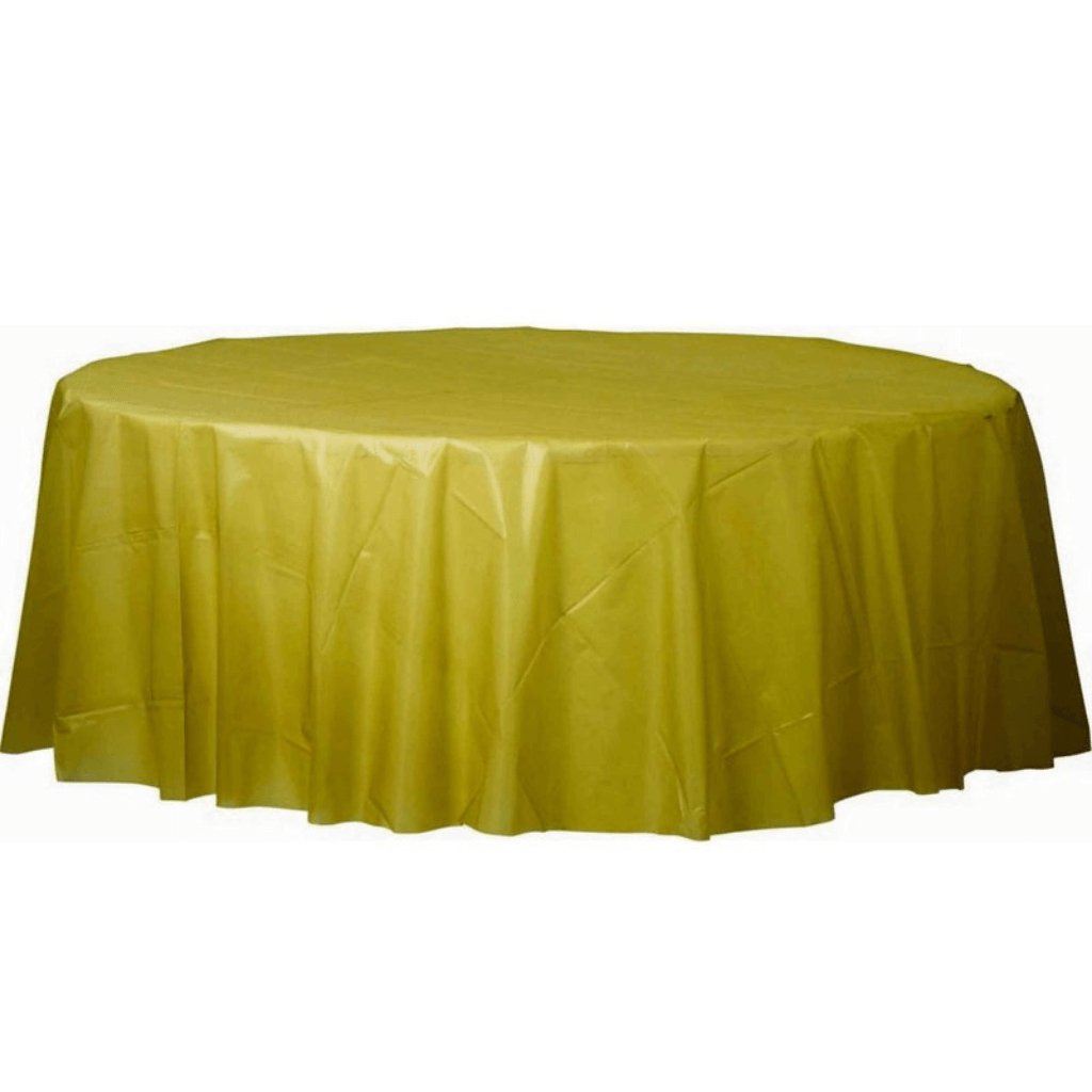 Plastic Round Tablecover Gold Sparkle - Senior Style