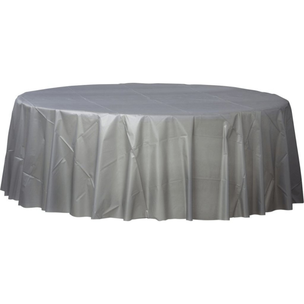 Plastic Round Tablecover Silver - Senior Style