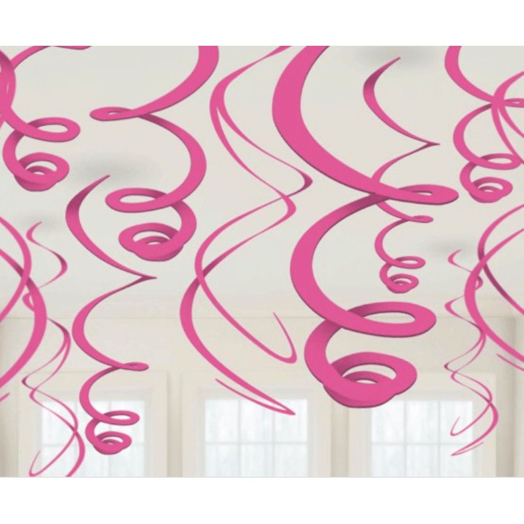 Plastic Swirl Decorations - Bright Pink - Senior Style