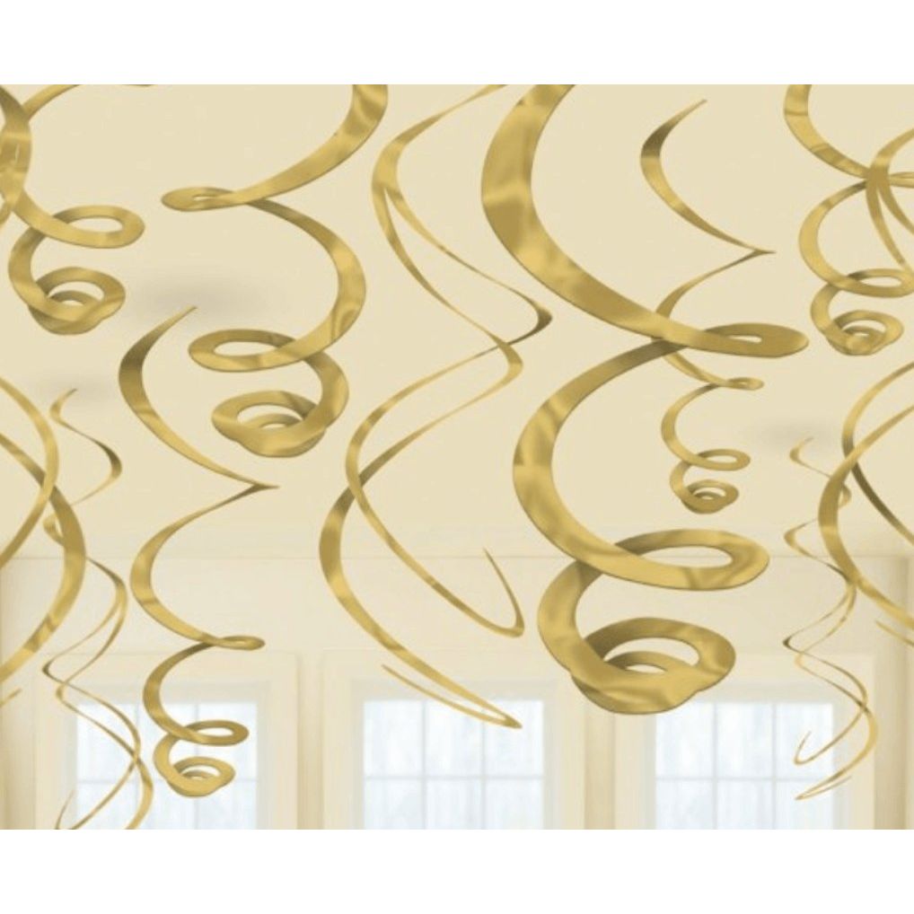 Plastic Swirl Decorations - Gold - Senior Style