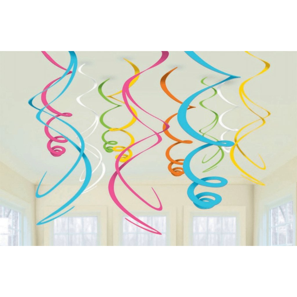 Plastic Swirl Decorations - Multi - Senior Style