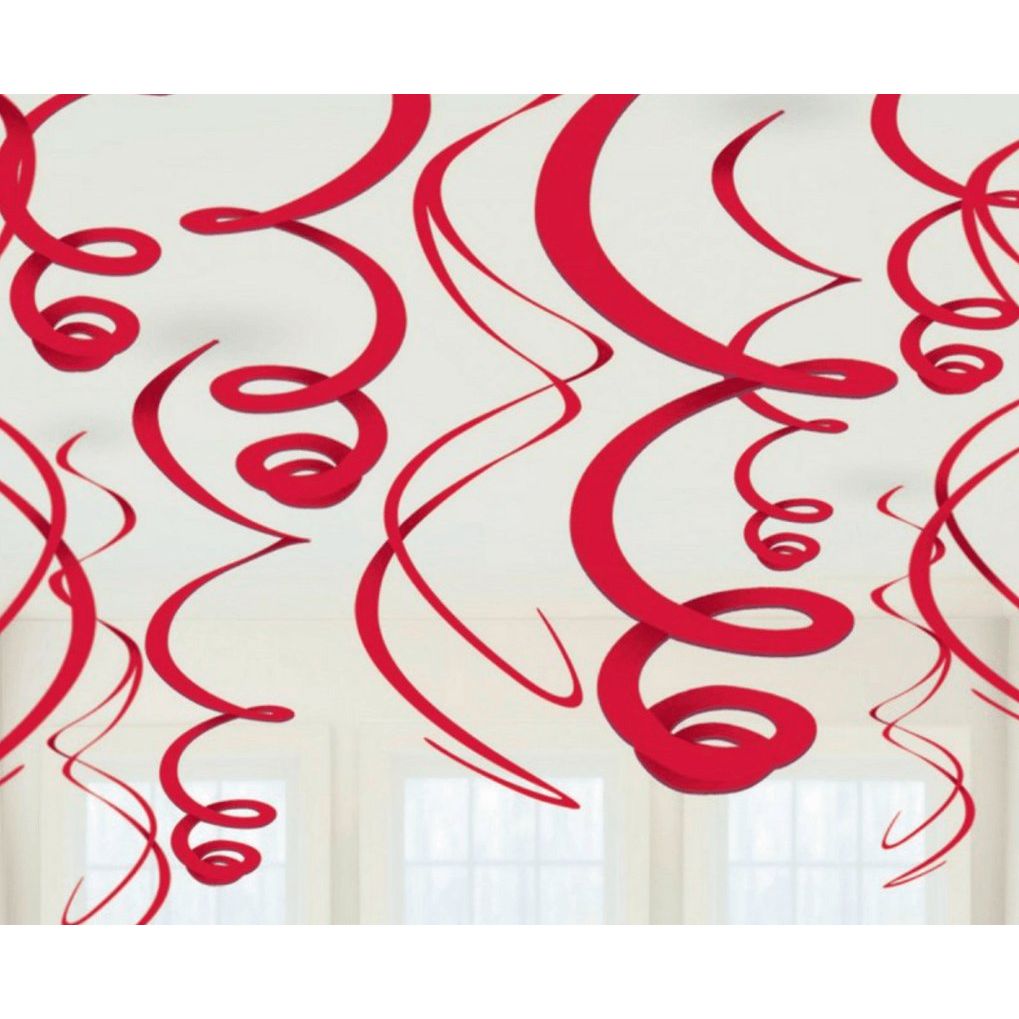 Plastic Swirl Decorations - Red - Senior Style