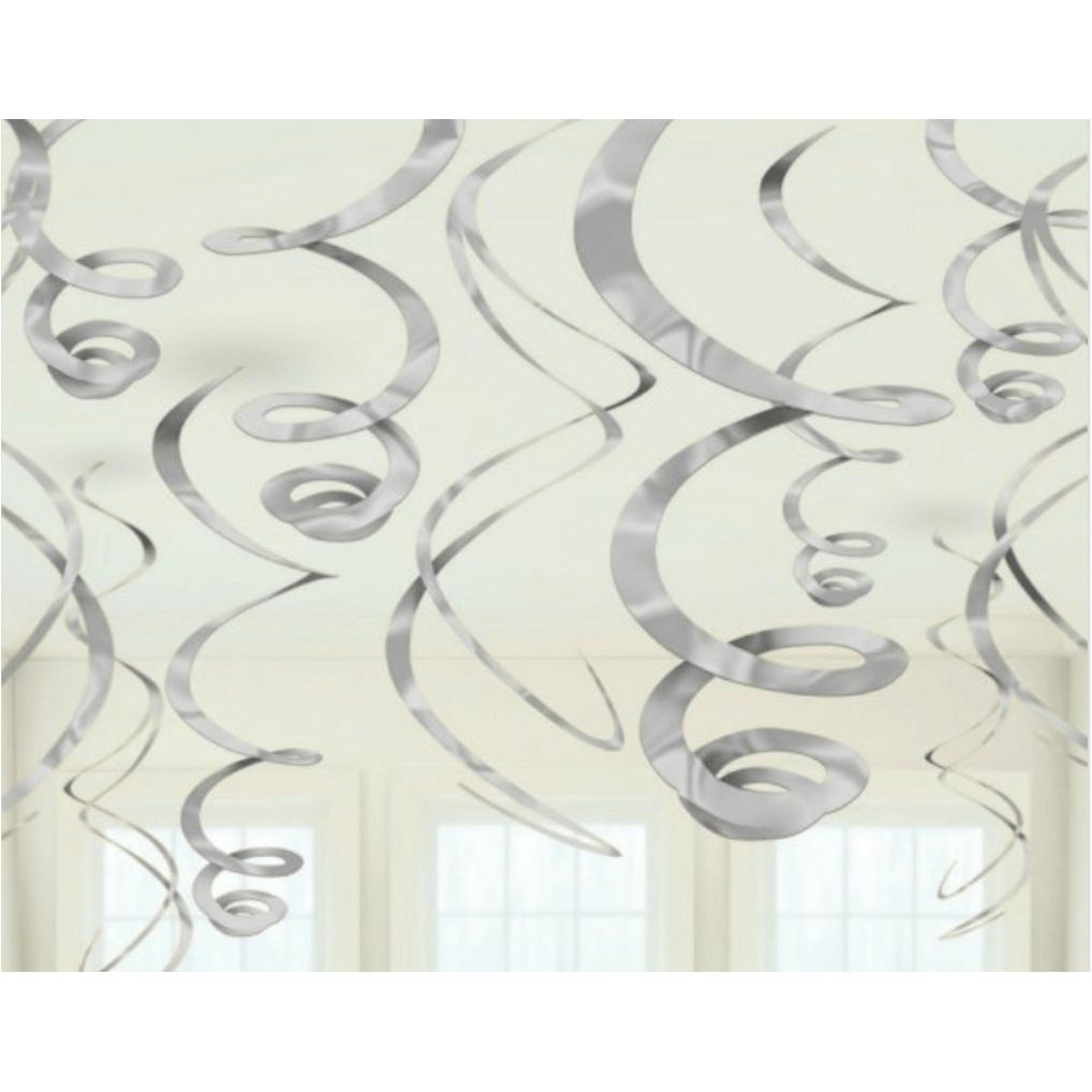 Plastic Swirl Decorations - Silver - Senior Style