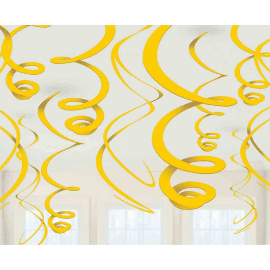 Plastic Swirl Decorations Yellow - Senior Style