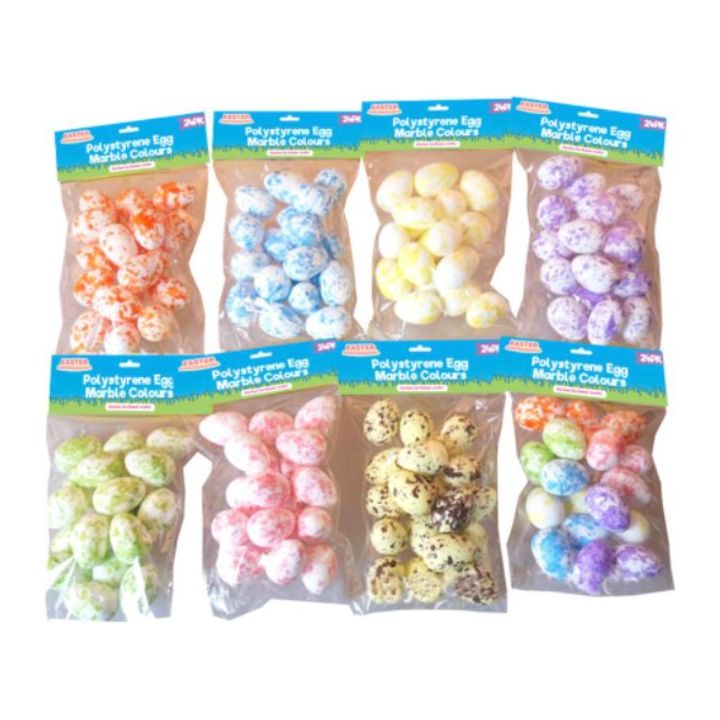 Polystyrene Egg Marble Coloured 24pk - Senior Style