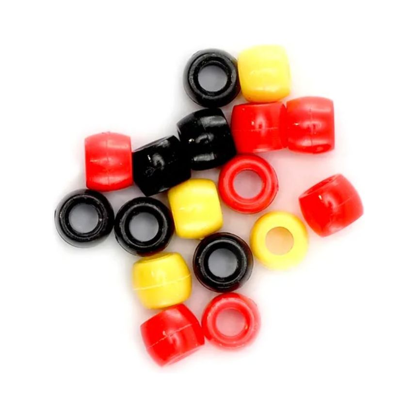 Pony Beads 9mm Red/Yellow/Black 50g - Senior Style