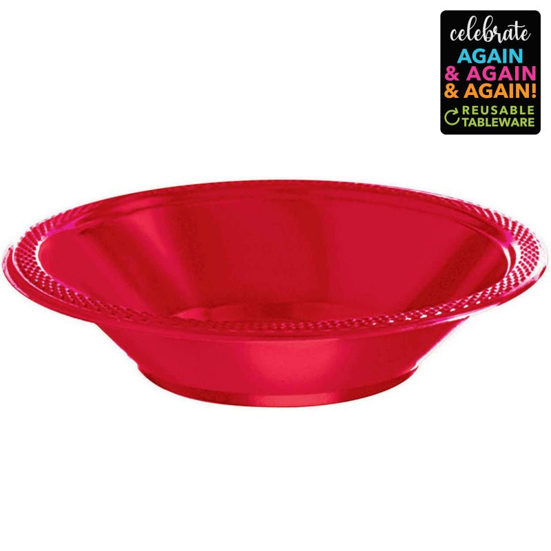 Premium Plastic Bowls 355ml 20 Pack Apple Red - Senior Style