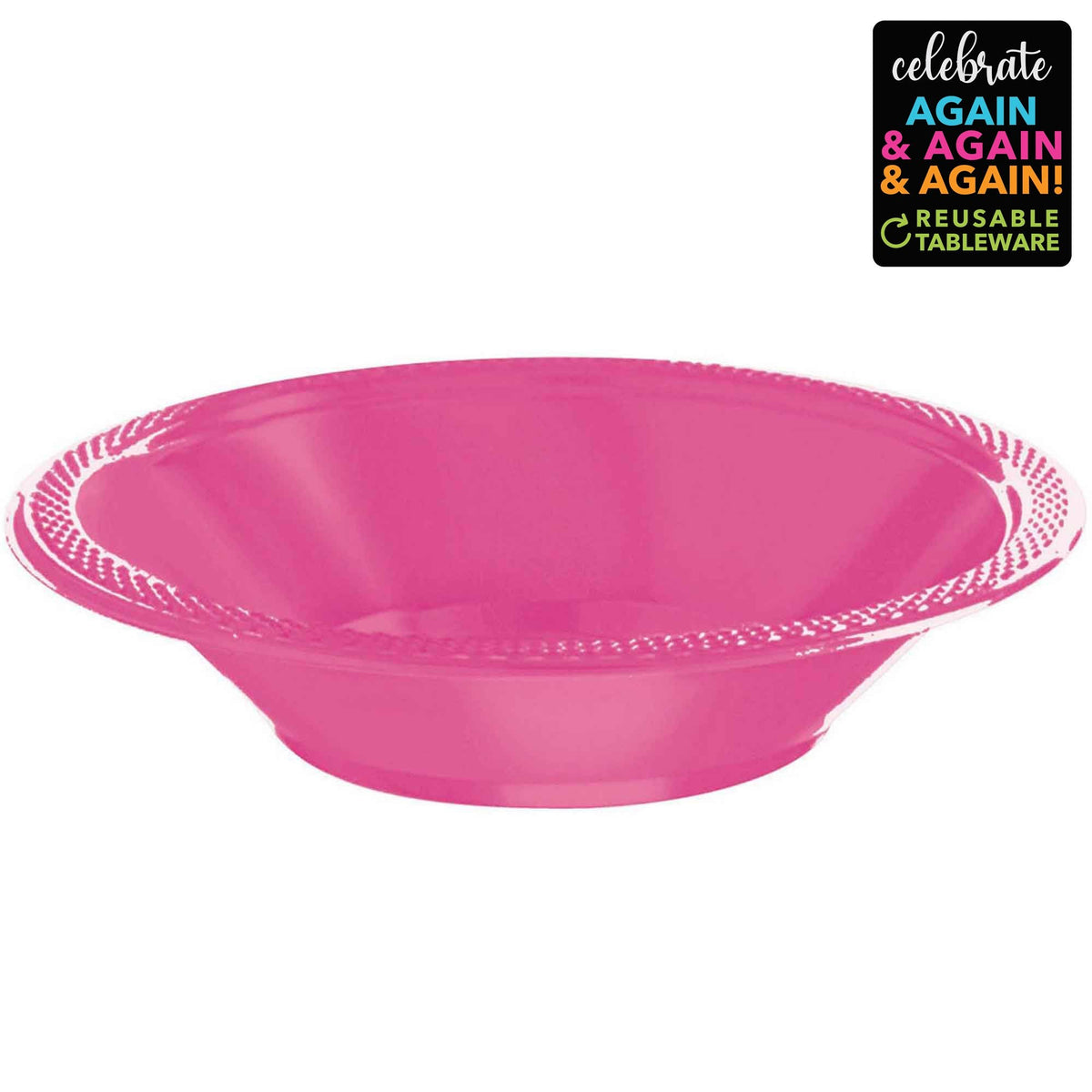 Premium Plastic Bowls 355ml 20 Pack Bright Pink - Senior Style