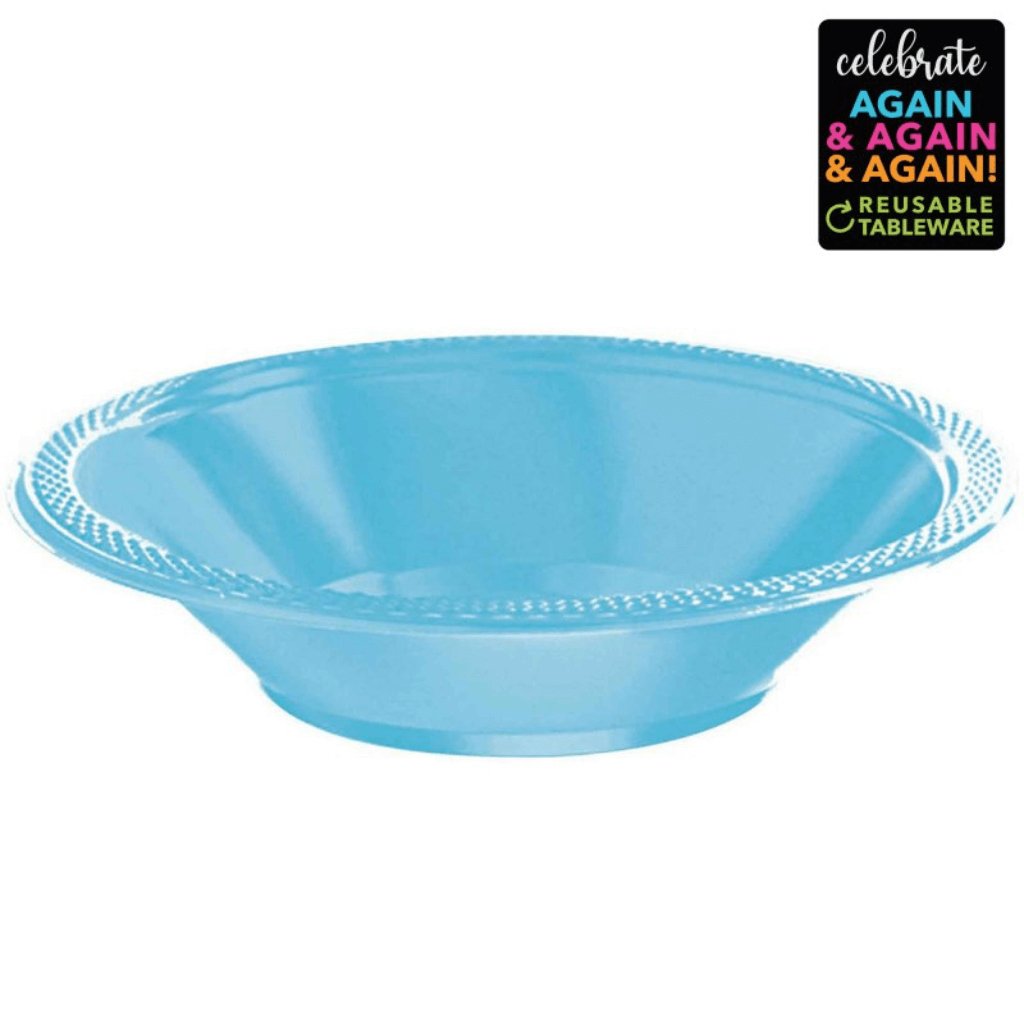 Premium Plastic Bowls 355ml 20 Pack Caribbean Blue - Senior Style