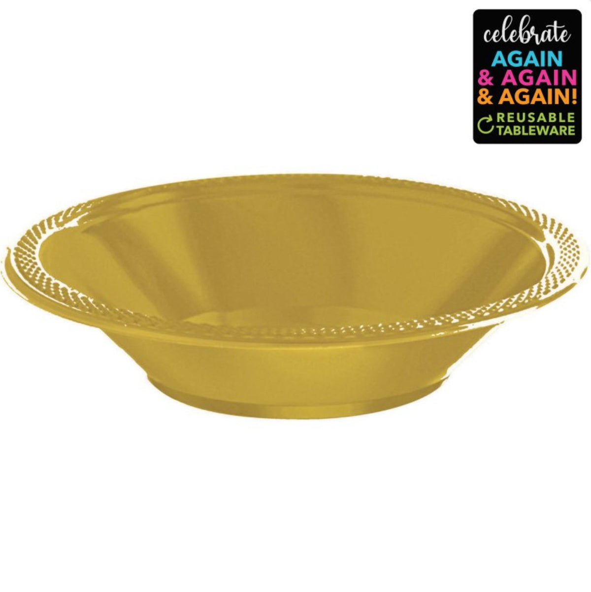 Premium Plastic Bowls 355ml 20 Pack Gold - Senior Style