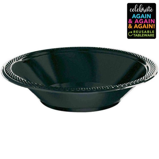 Premium Plastic Bowls 355ml 20 Pack Jet Black - Senior Style