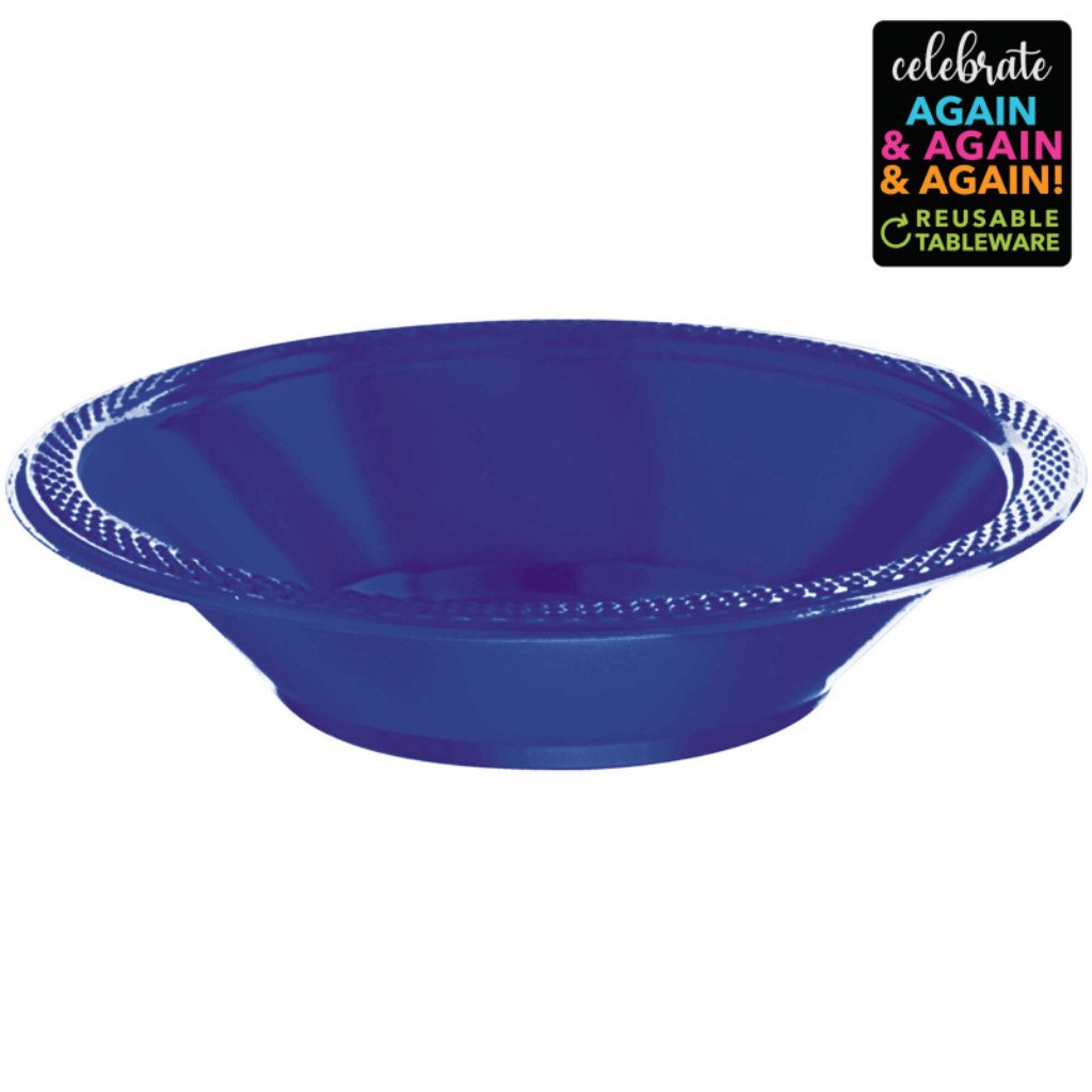 Premium Plastic Bowls 355ml 20 Pack - Navy Flag Blue - Senior Style