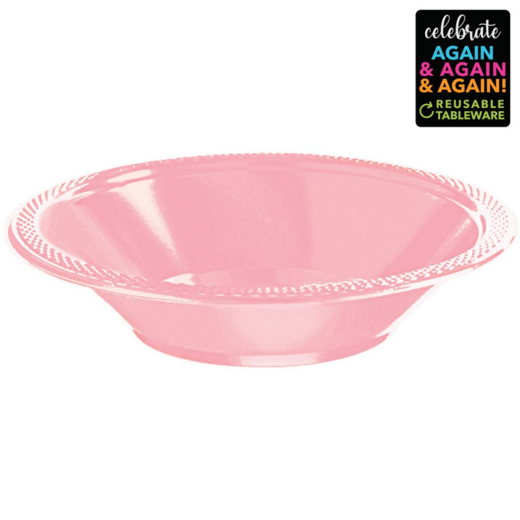 Premium Plastic Bowls 355ml 20 Pack Pink - Senior Style