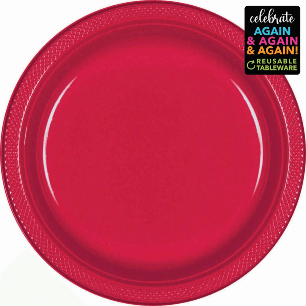 Premium Plastic Plates 17cm 20 Pack Apple Red - Senior Style