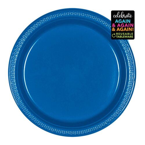 Premium Plastic Plates 17cm 20 Pack Bright Royal Blue - Senior Style