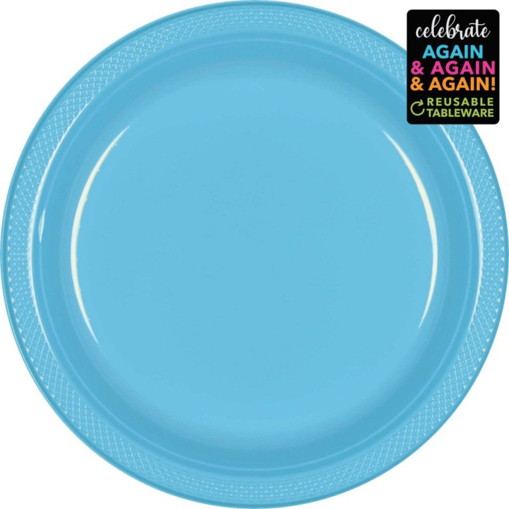 Premium Plastic Plates 17cm 20 Pack Caribbean Blue - Senior Style