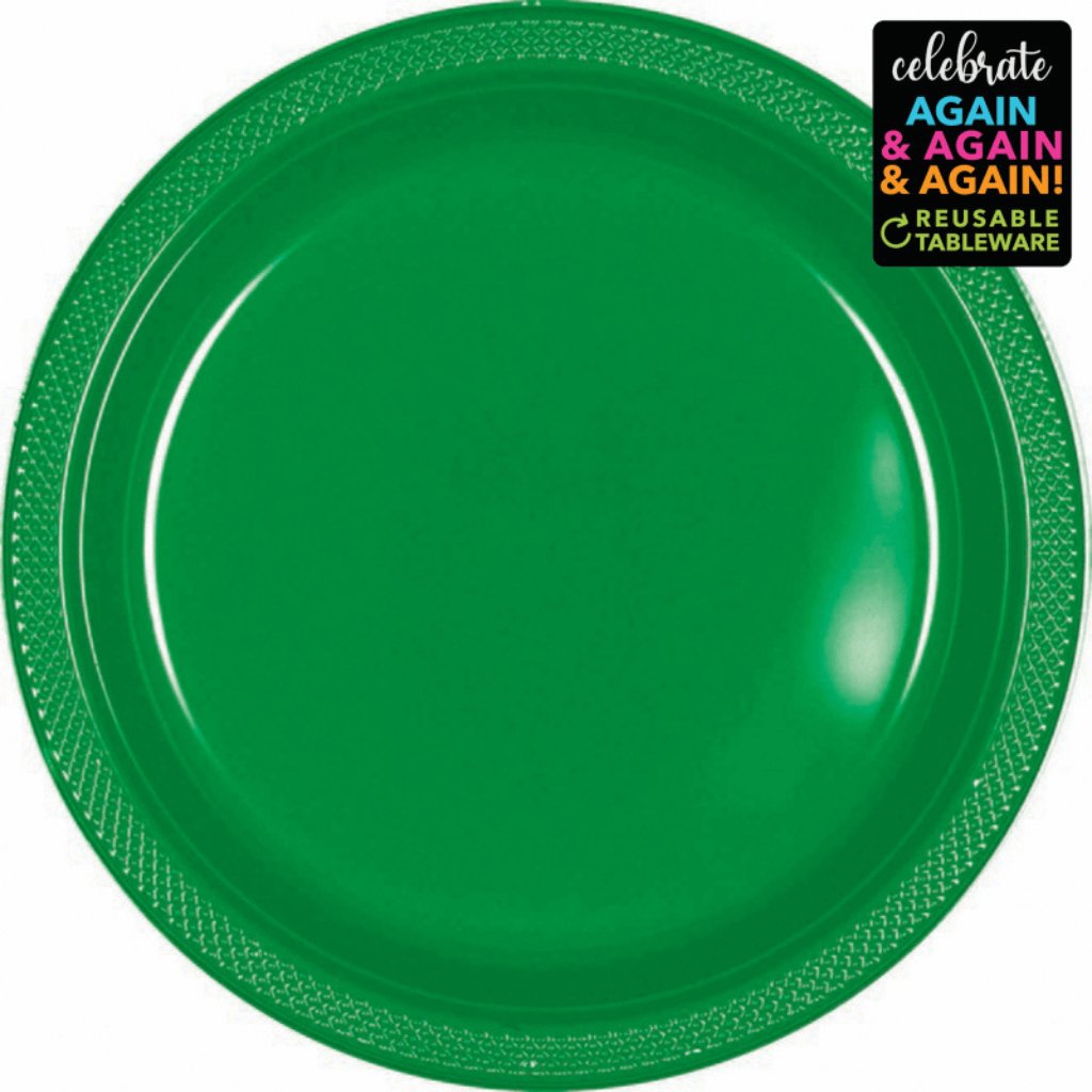 Premium Plastic Plates 17cm 20 Pack Festive Green - Senior Style