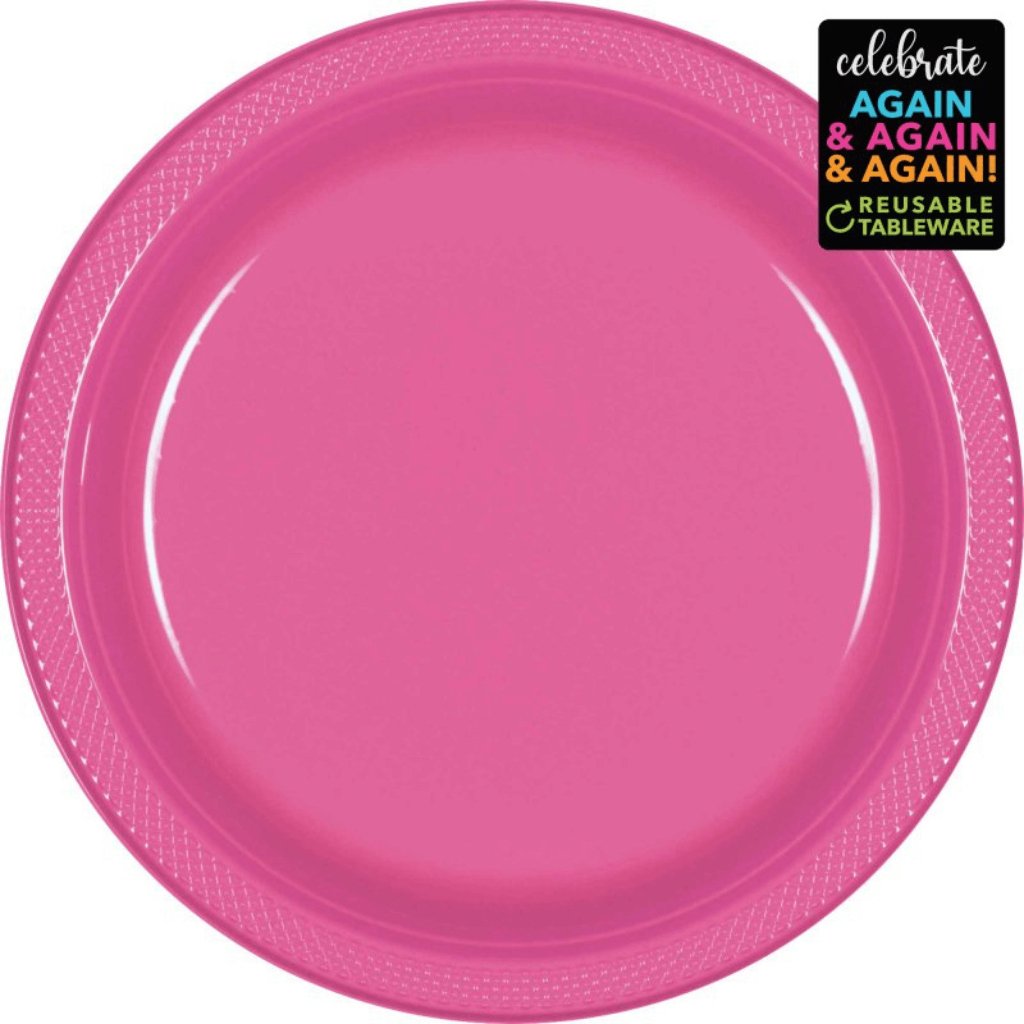 Premium Plastic Plates 23cm 20 Pack Bright Pink - Senior Style