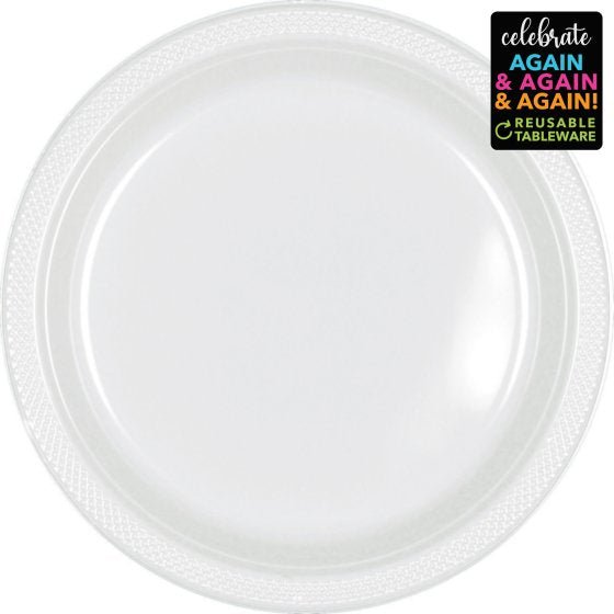 Premium Plastic Plates 23cm 20 Pack Frosty White - Senior Style