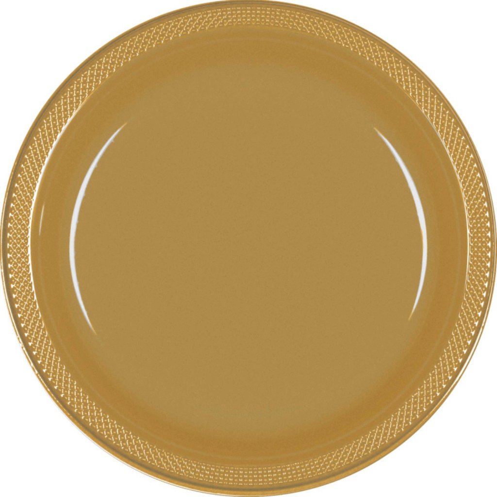 Premium Plastic Plates 23cm 20 Pack Gold - Senior Style