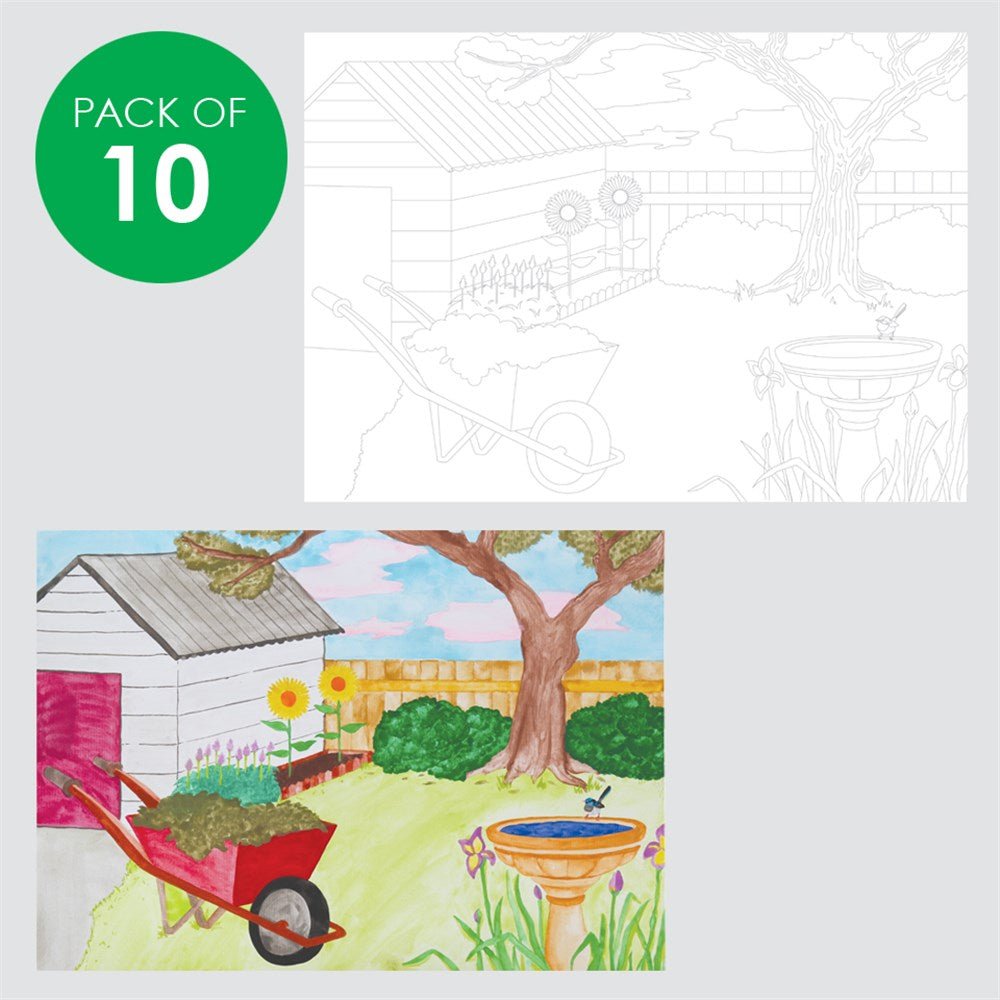 Printed Watercolour Paper Assorted Pack of 10 A3 - Senior Style