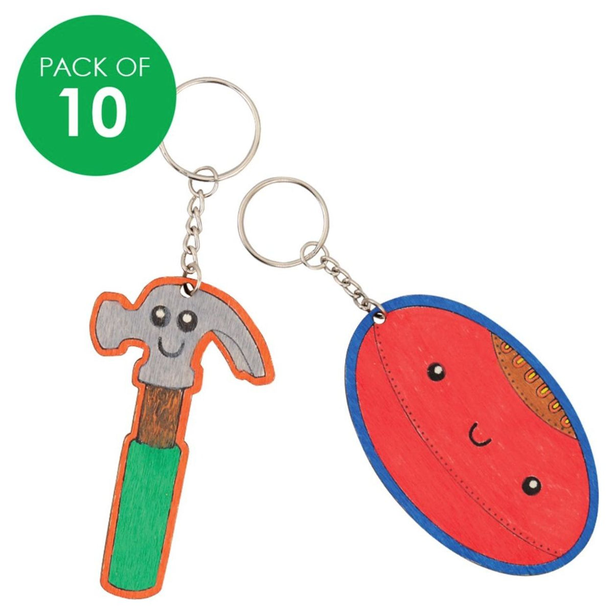 Printed Wooden Keyrings Fathers Day Pack of 10 - Senior Style