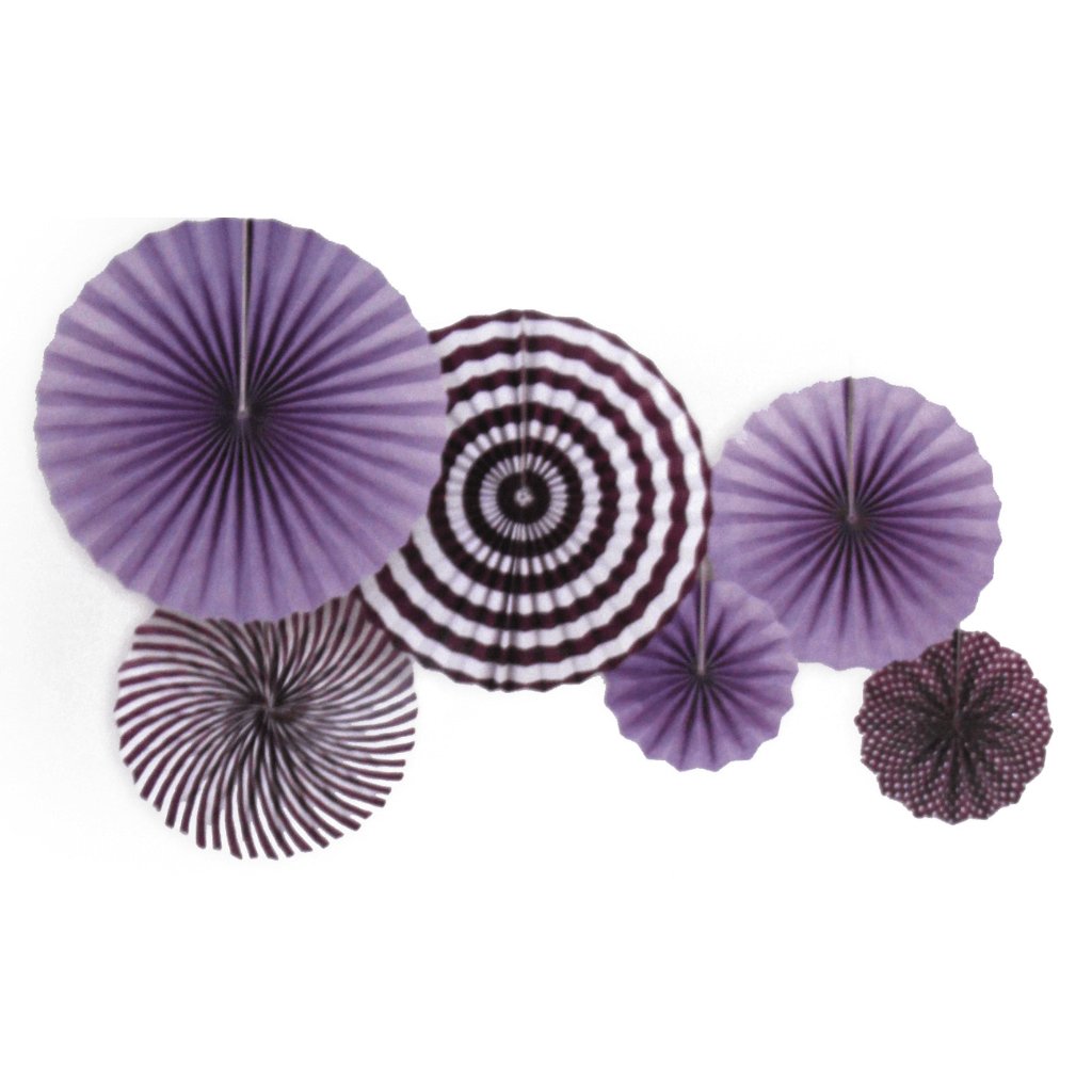 Purple Decoration Fans Stripe 6 Pieces - Senior Style