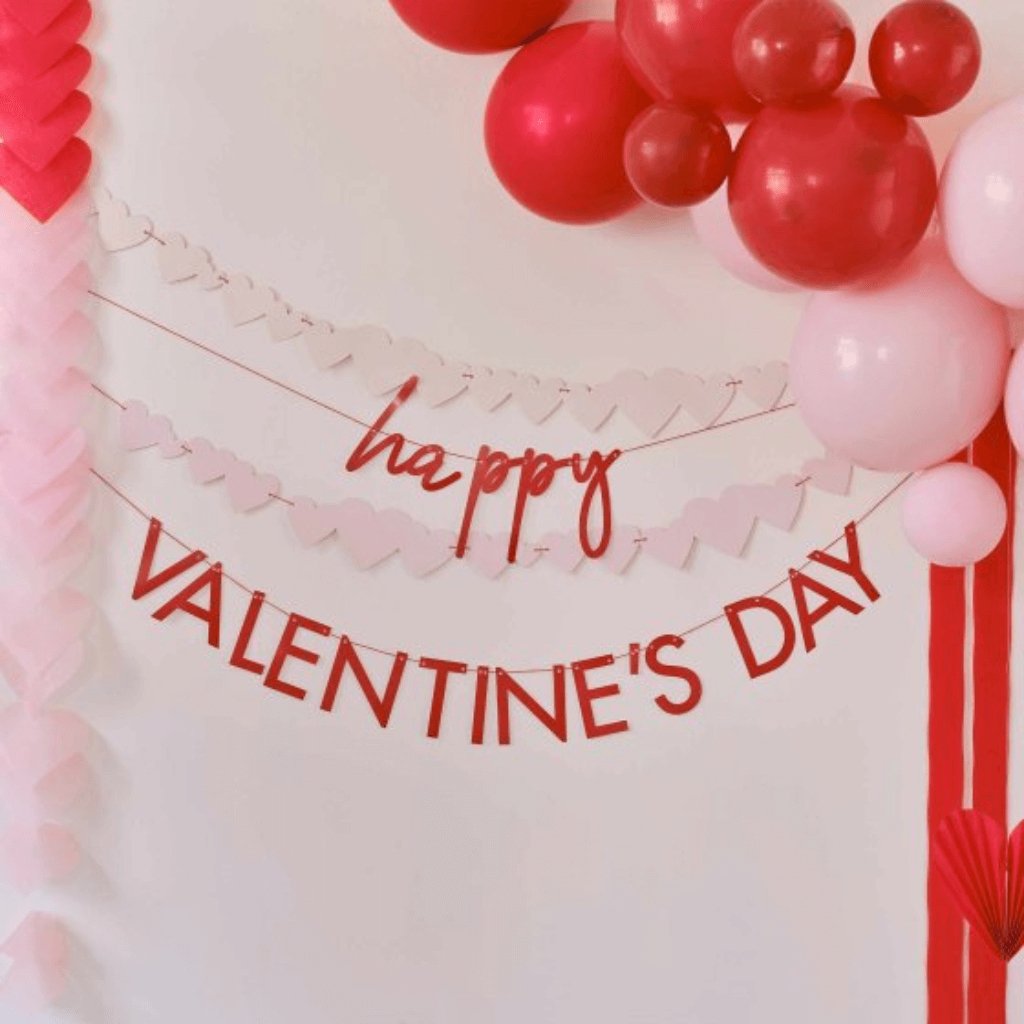 Red &amp; Pink Happy Valentines Layered Bunting - Senior Style