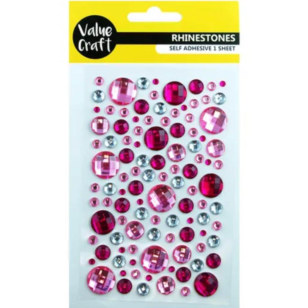 Rhinestones Pink Self Adhesive Bubble 1 Sheet - Senior Style