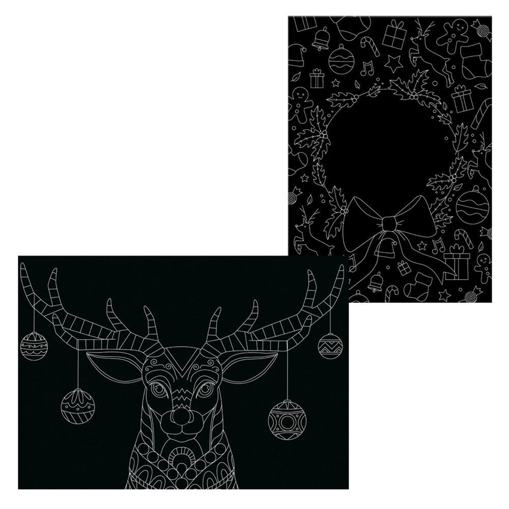 Scratch Board Printed Sheets - Christmas Designs - Pack of 10 - Senior Style