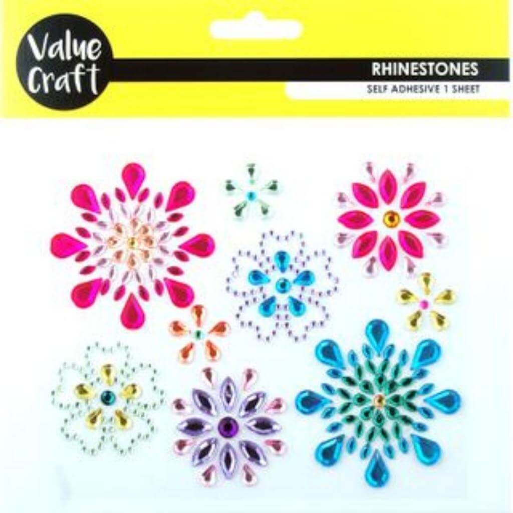 Self Adhesive Rhinestones - Flowers 9Pcs - Senior Style