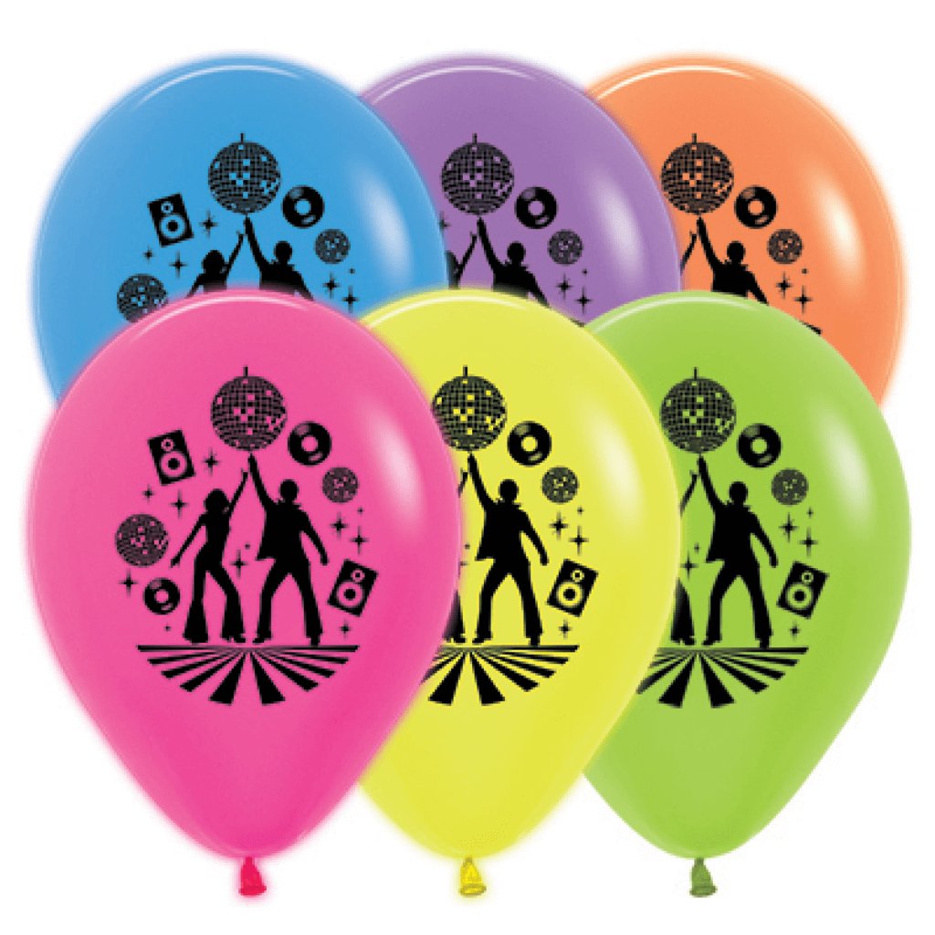 Sempertex 30cm Disco Theme Assorted Neon Latex Balloons - Senior Style