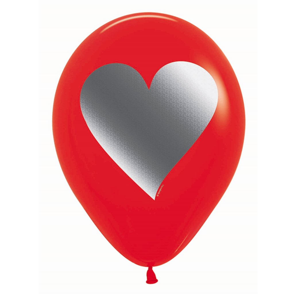 Sempertex 30cm Metalink Hearts Fashion Red Latex Balloons 12PK - Senior Style