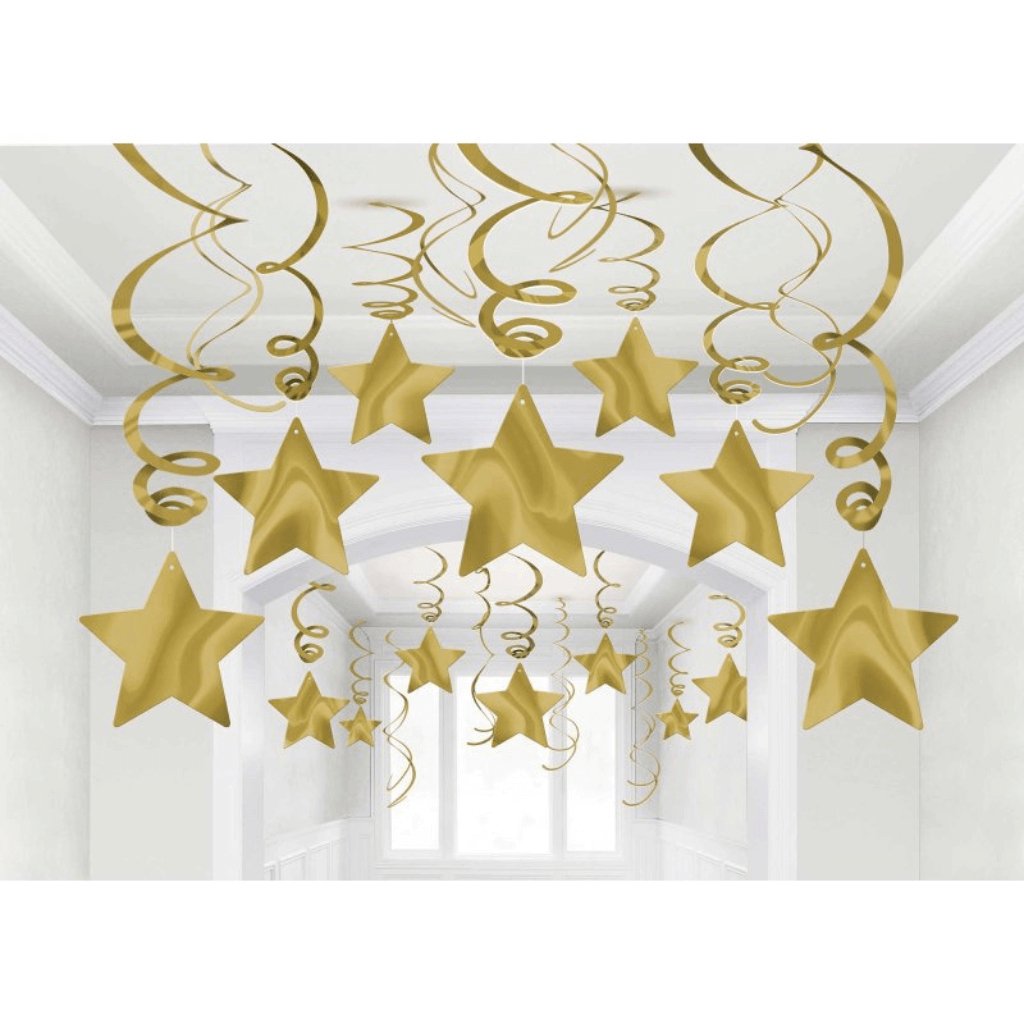 Shooting Stars Foil Swirl Decorations - Gold - Senior Style