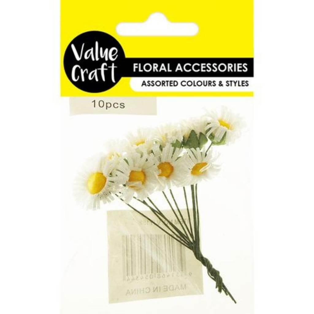 Small Craft Daisy Flowers White 10Pcs - Senior Style