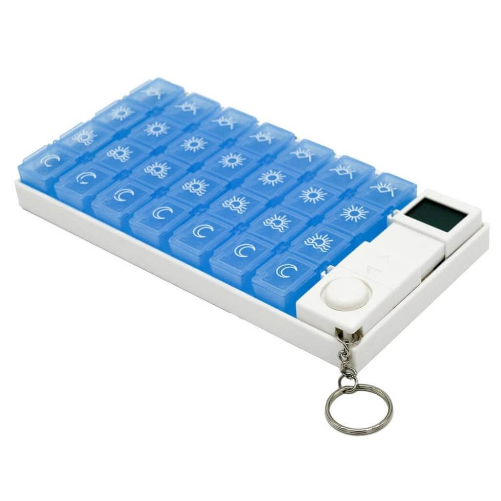 The Handi Pill Organiser - 4 Alarm 28 Compartment Pill Box Timer - Senior Style