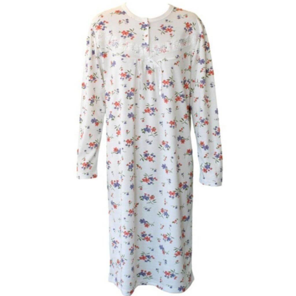 Women&#39;s Cotton Long Sleeve Nightie - Elly - Senior Style