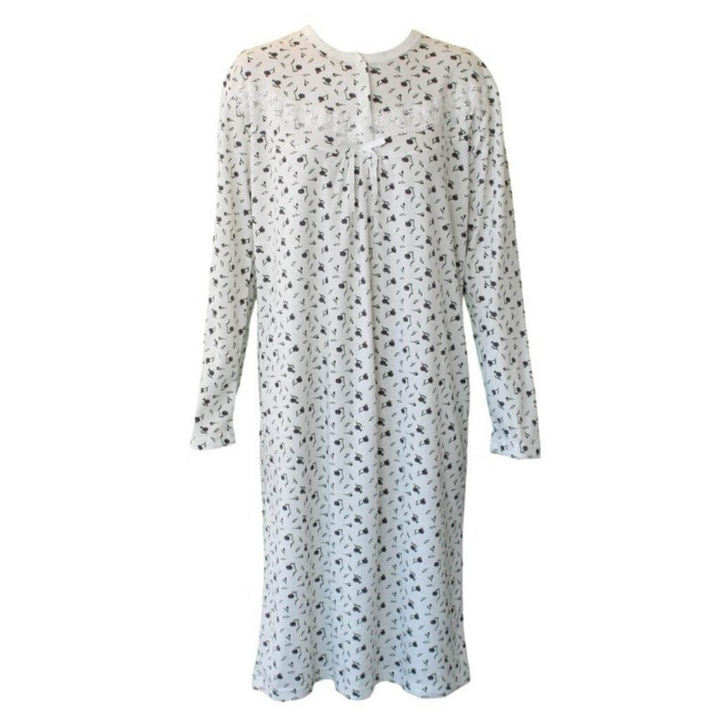 Women&#39;s Cotton Long Sleeve Nightie - Elly - Senior Style