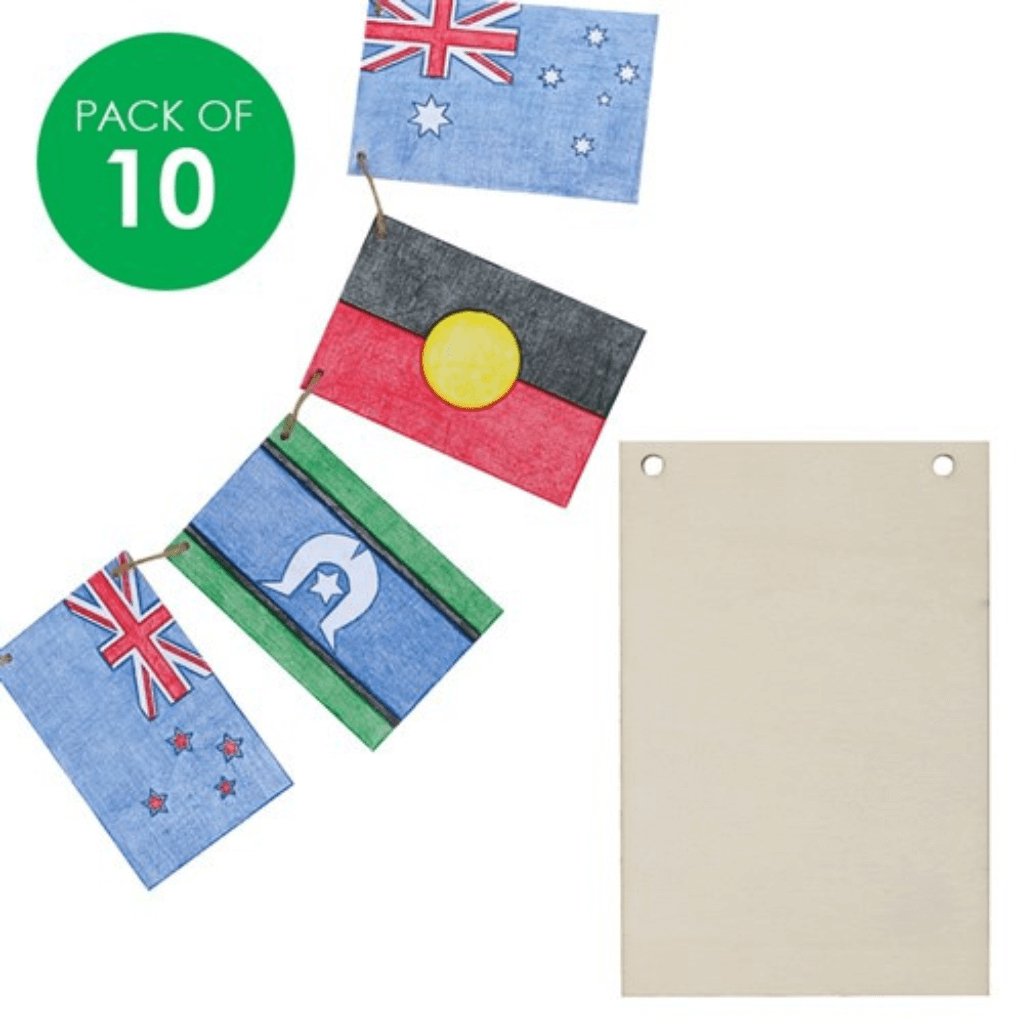 Wooden Bunting Flags Pack of 10 - Senior Style