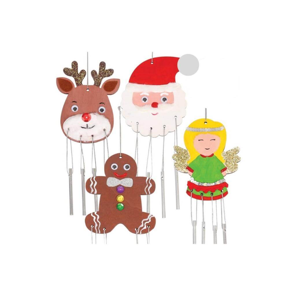 Wooden Christmas Windchimes Pack of 4 - Senior Style