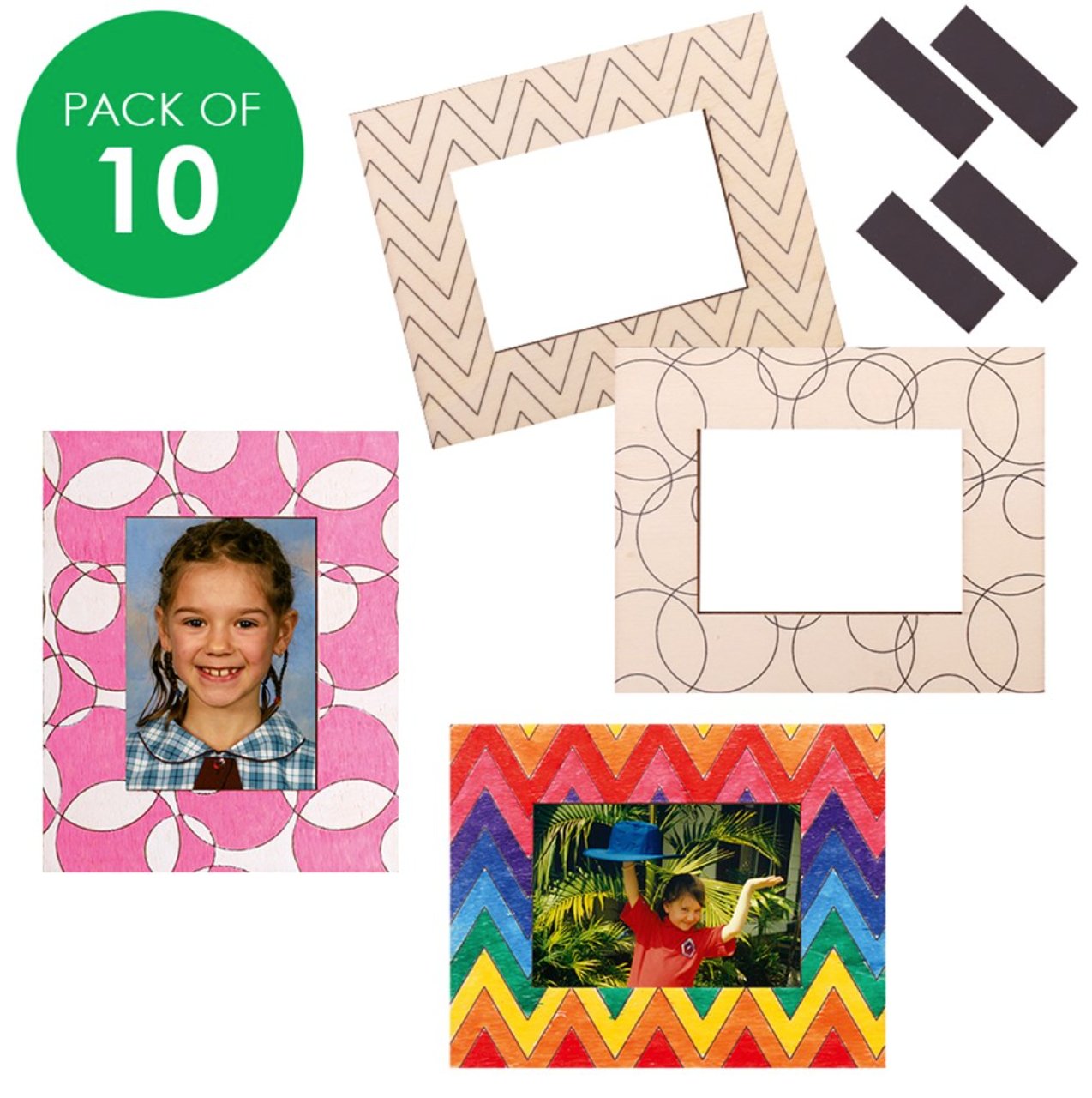 Wooden Magnet Frames - Patterns - Pack of 10 - Senior Style