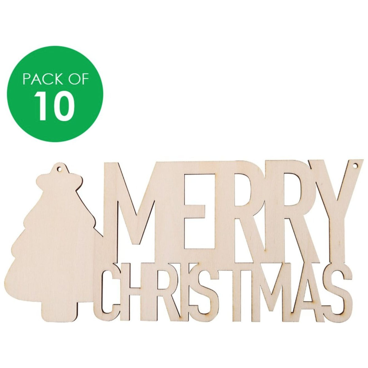 Wooden MERRY CHRISTMAS Plaques - Pack of 10 - Senior Style